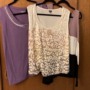 Rafella metallic sequin tank 3x PLUS PURPLE KNIT WITH BEADS 

2 pieces!
